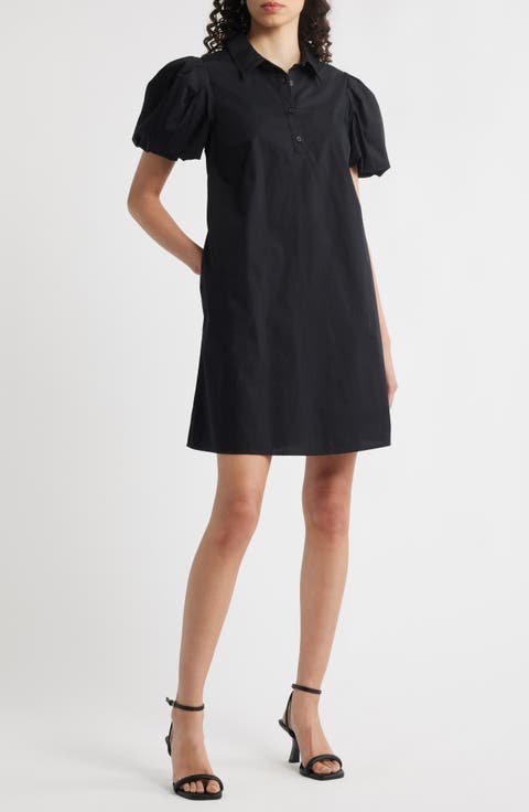 Puff Sleeve A-Line Shirtdress