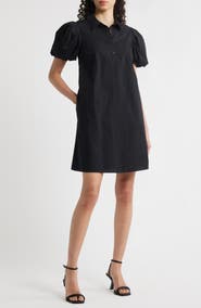 Halogen® Puff Sleeve A-Line Shirtdress