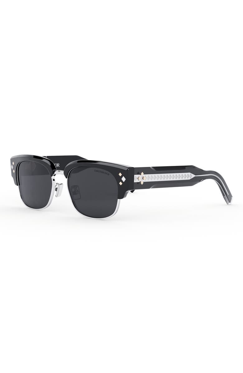DIOR CD Diamond C1U 55mm Square Sunglasses, Alternate, color, Shiny Black / Smoke