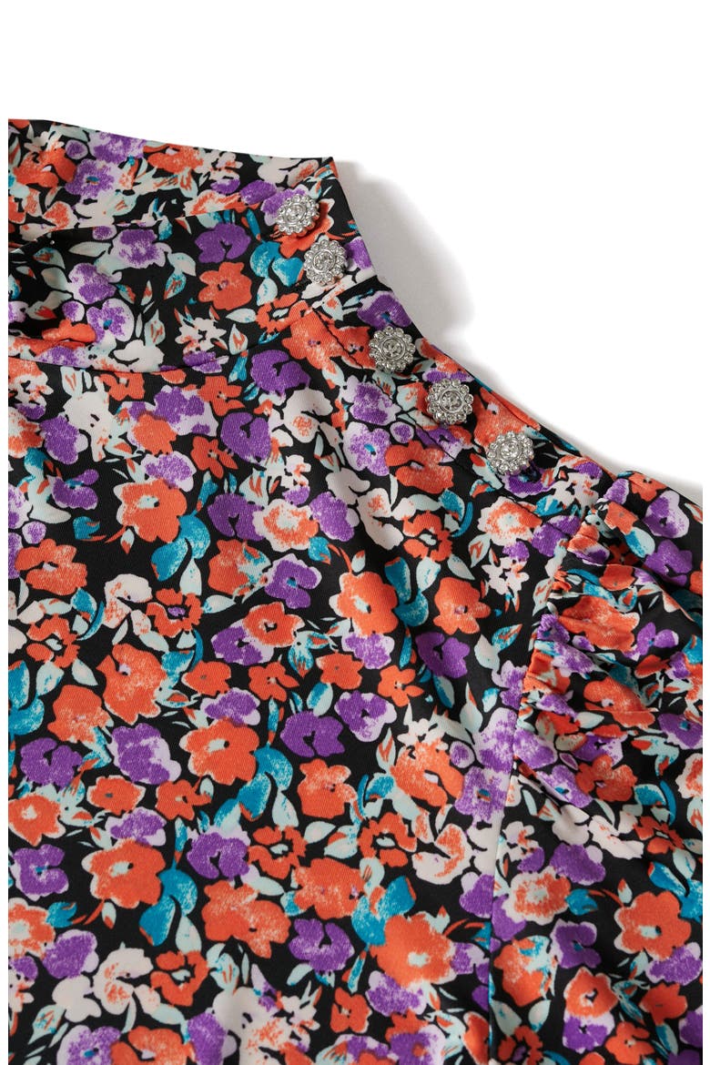 Floral Print Long Sleeve Midi Dress, Alternate, color, PINK