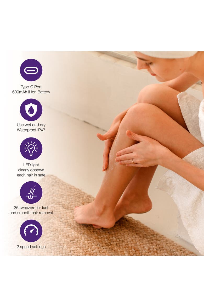 6-in-1 Smooth Glide Epilator, Alternate, color, White