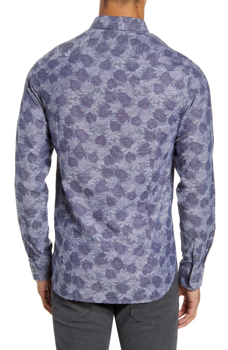 Ted Baker London Slim Fit Palm Jacquard Button-Up Shirt, Alternate, color, 