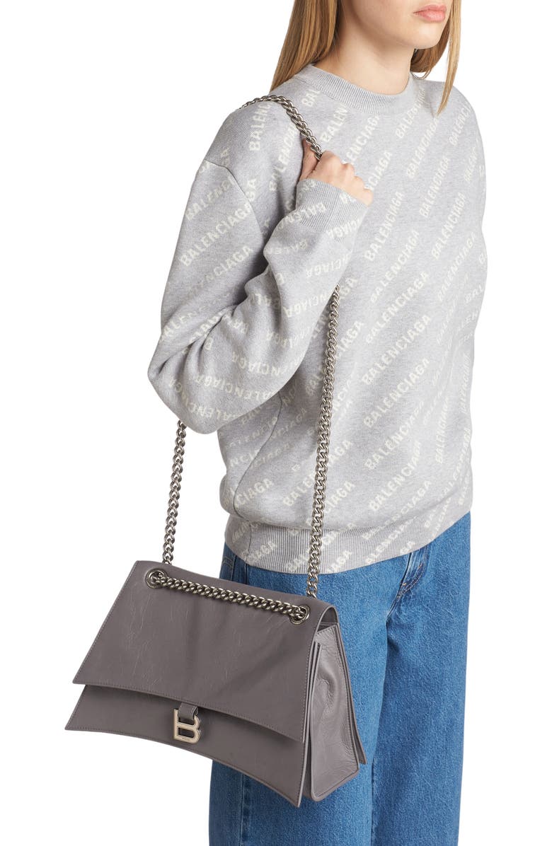 Balenciaga Crush Crushed Leather Shoulder Bag, Alternate, color,