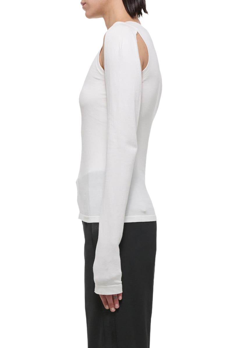 Helmut Lang Cotton Shoulder Cutout Sweater, Alternate, color, Optic White