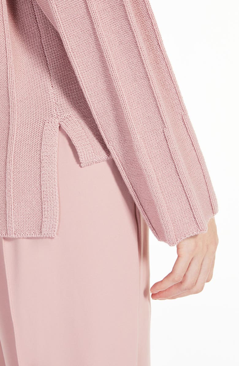 Max Mara Leisure Beira High-Low Virgin Wool Rib Sweater, Alternate, color, Pink