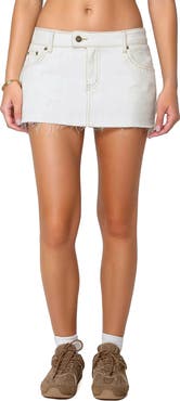 EDIKTED Bow Pocket Low Rise Denim Miniskort
