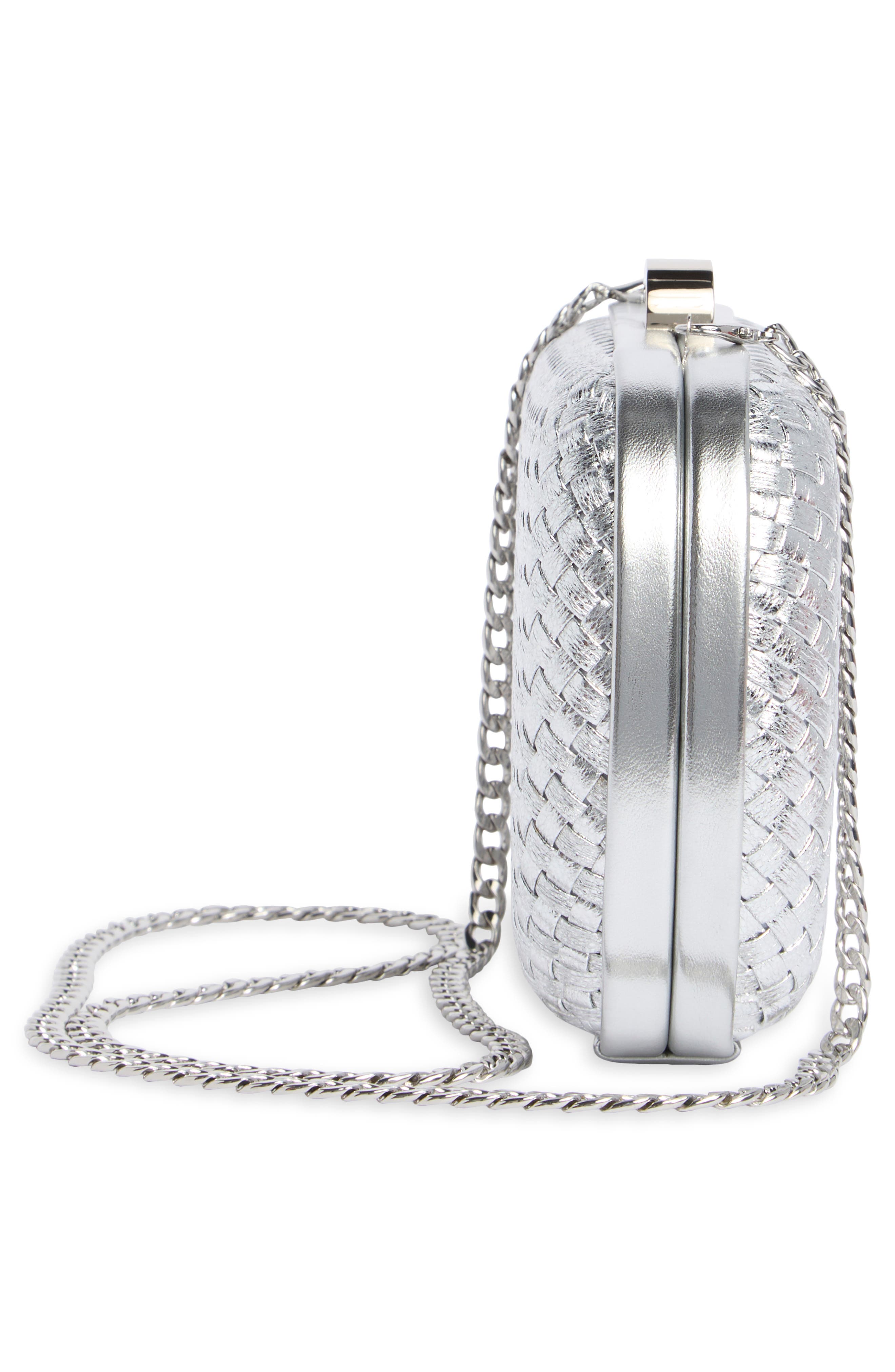 Ella Woven Clutch, Alternate, color, SILVER