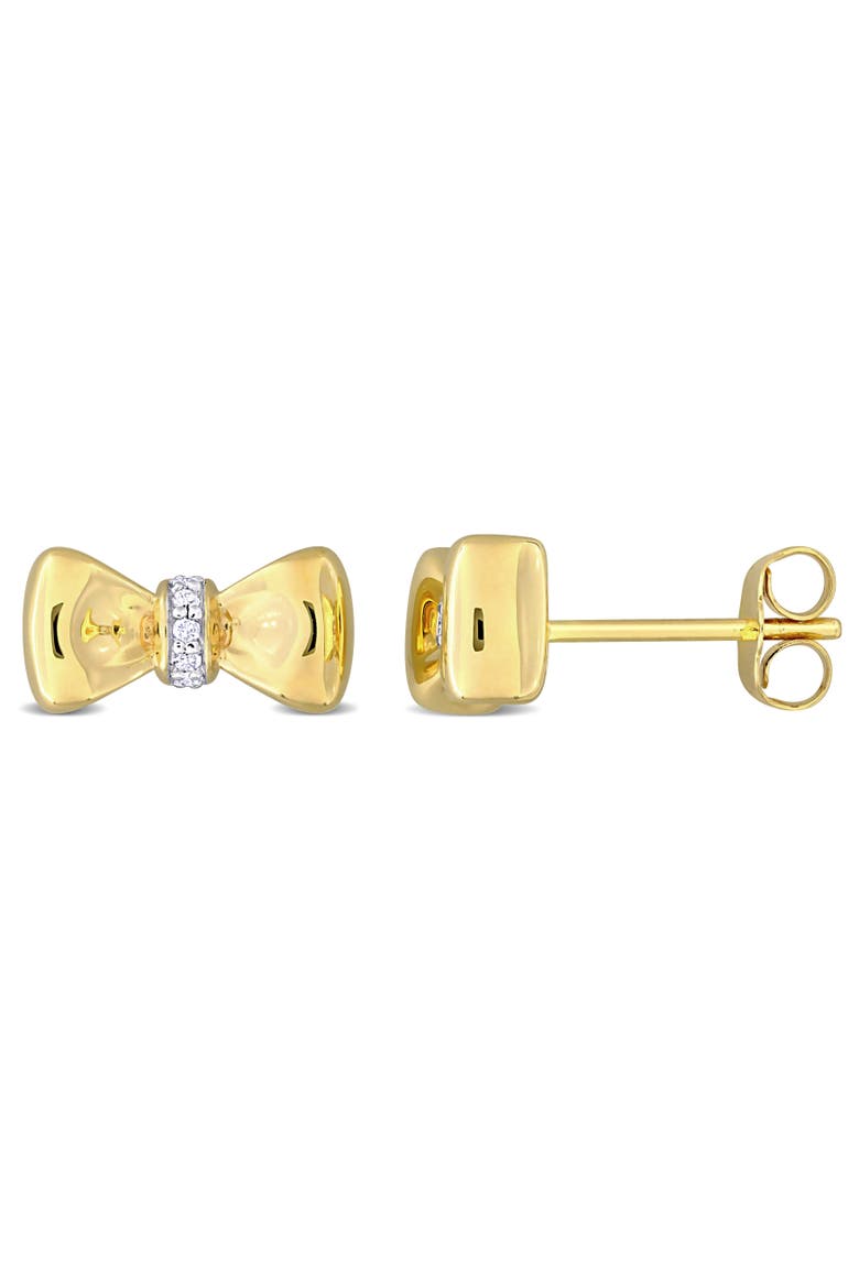 Diamond Accent Bow Tie Earrings 10k, Main, color, Yellow Gold