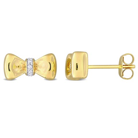 Diamond Accent Bow Tie Earrings 10k