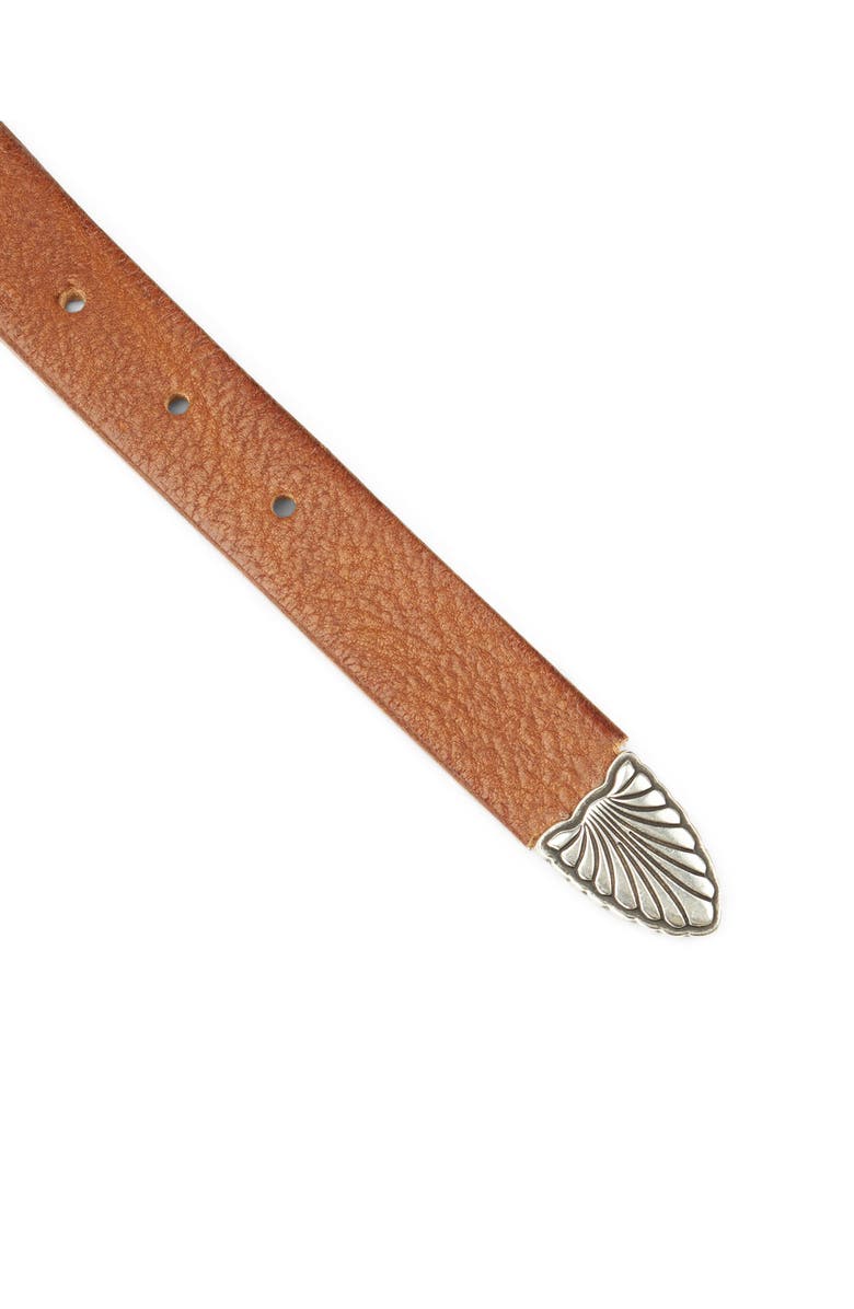 Fortela Martellata Leather Belt, Alternate, color, Brown