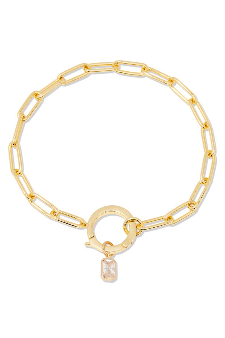 Colette Birthstone Paper Clip Chain Bracelet, Main, color, GOLD - APRIL