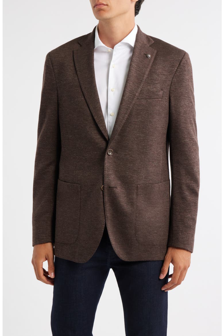 Hartford Brown Mélange Knit Wool & Silk Blend Sport Coat, Main, color, BROWN
