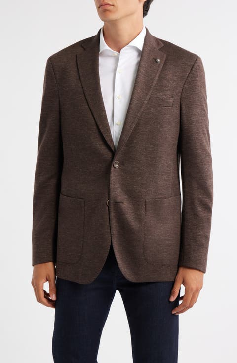 Hartford Brown Mélange Knit Wool & Silk Blend Sport Coat