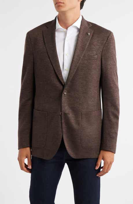Hartford Brown Mélange Knit Wool & Silk Blend Sport Coat