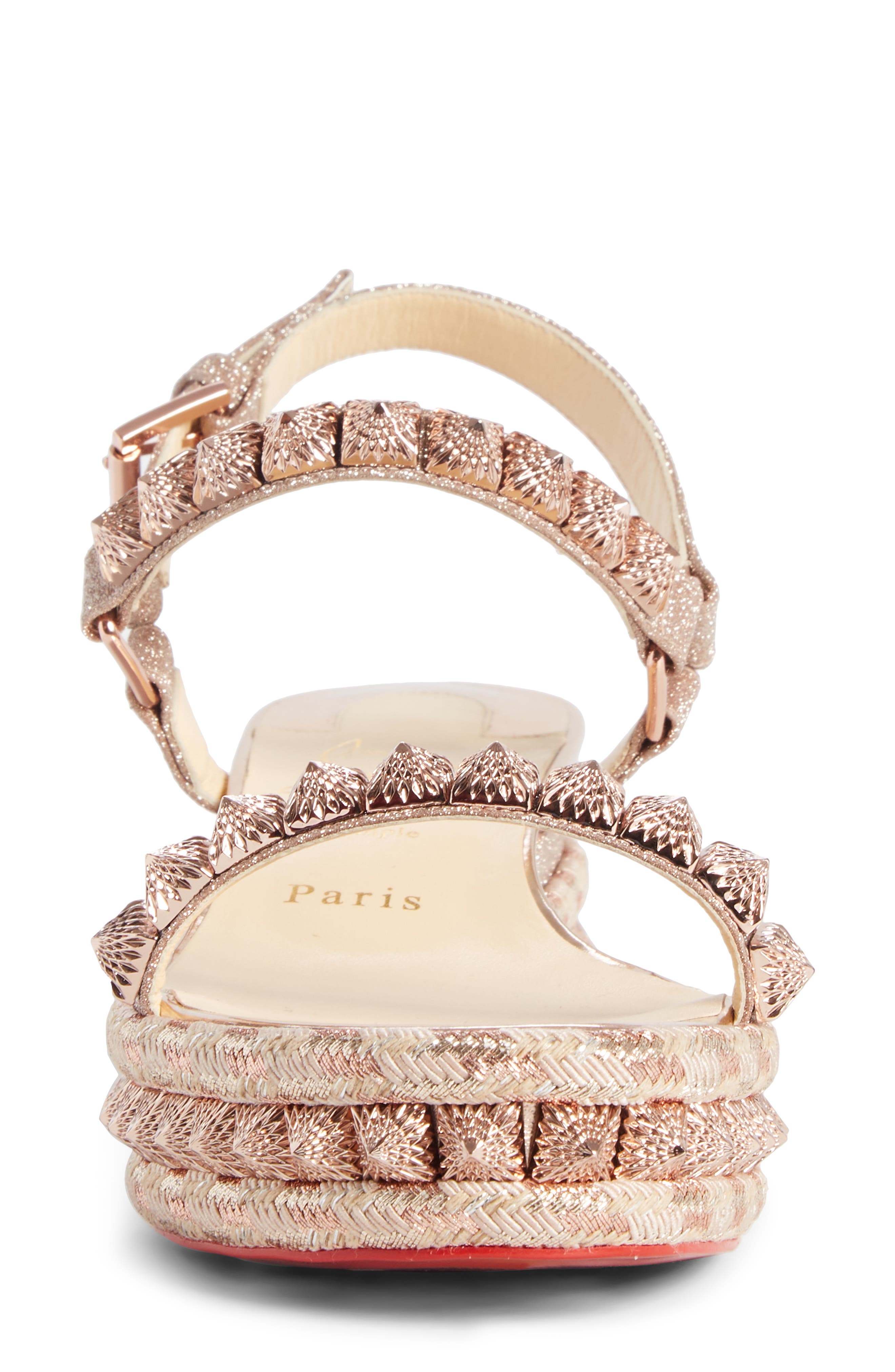Christian Louboutin Pira Studded Glitter Wedge Sandal, Alternate, color, 