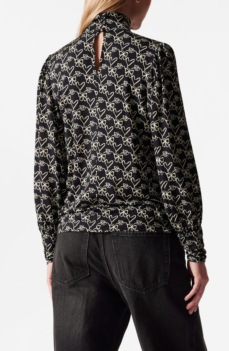 & Other Stories Print Mock Neck Top, Alternate, color, Black Dark