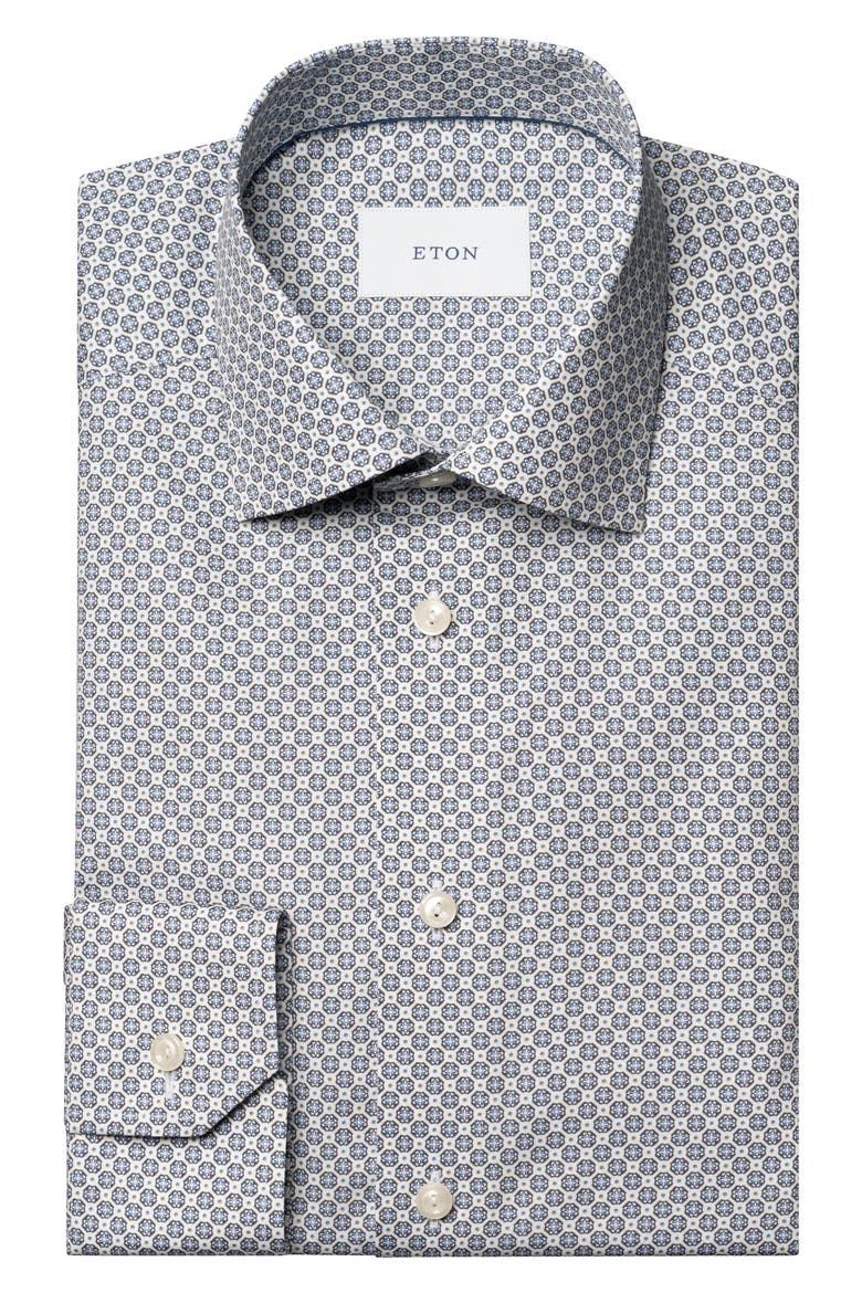 Contemporary Fit Medallion Print Cotton Dress Shirt, Alternate, color, MEDIUM BLUE