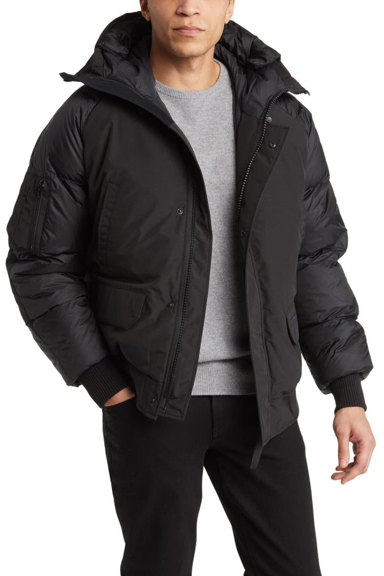 Paradigm Chilliwack Black Label 625 Fill Power Down Bomber Jacket, Main, color, BLACK