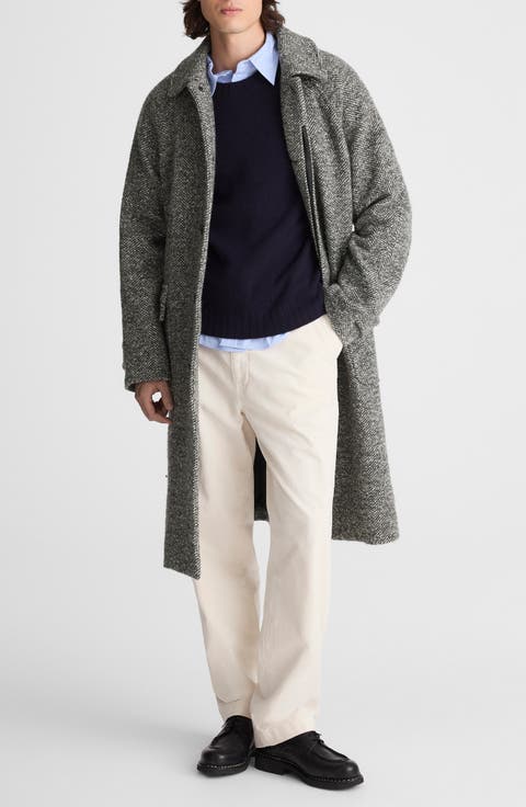 Balmacaan Tweed Overcoat