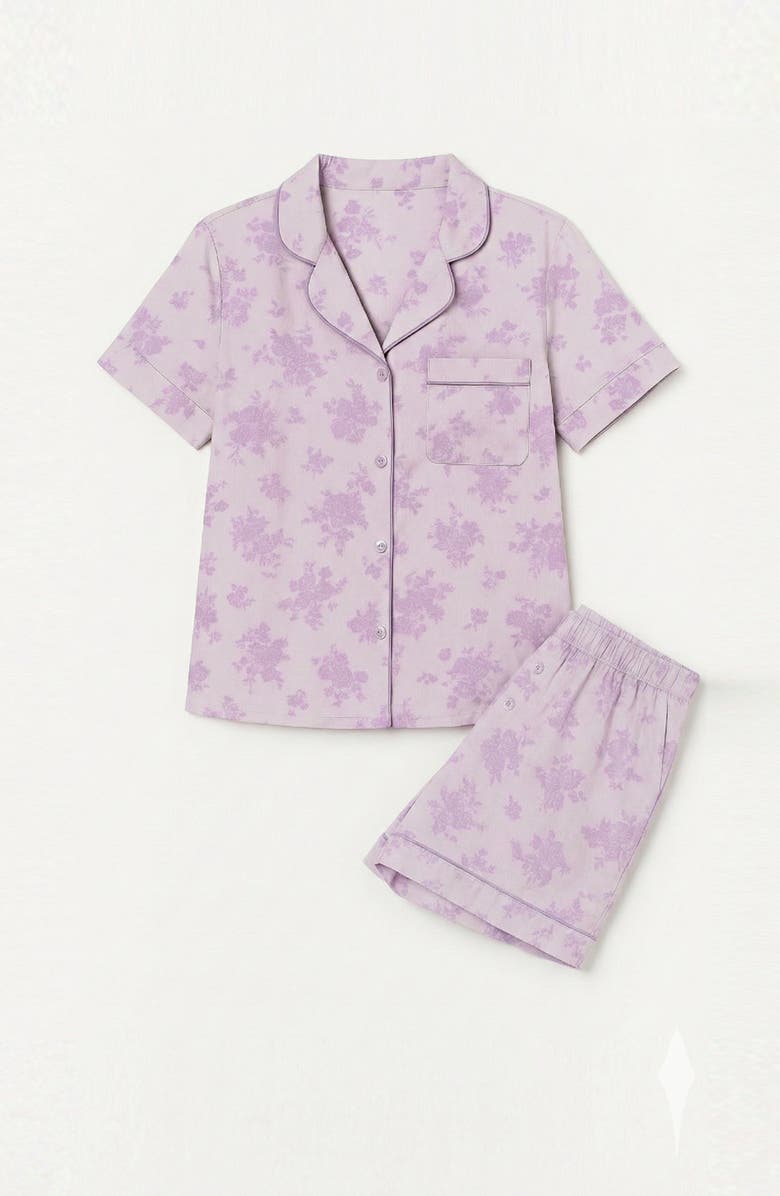 Preppy Goose Floral Print Short Sleeve Jersey PJ, Main, color, Orchid