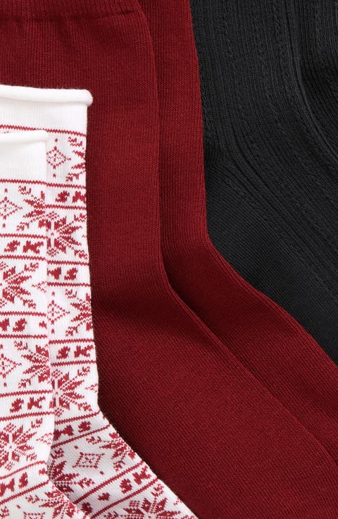 Assorted 3-Pack Textured Crew Socks