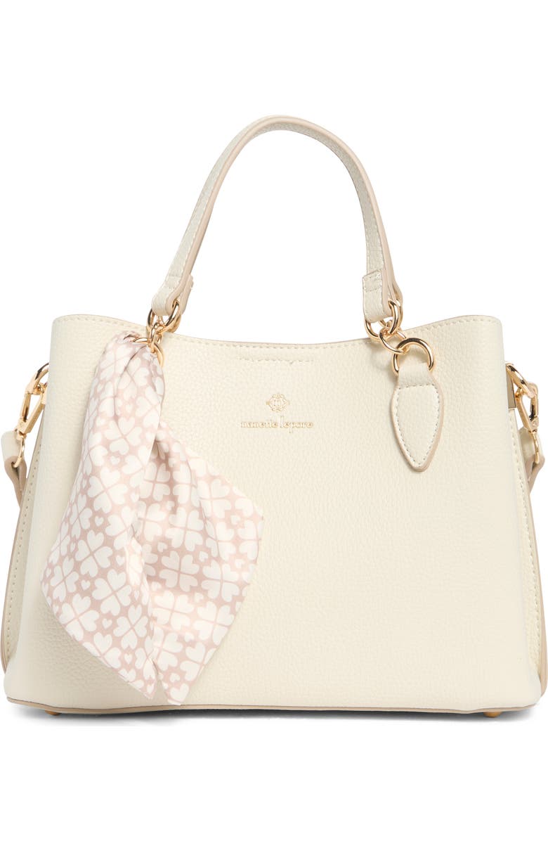 Nanette Lepore Bellamy Triple Compartment Satchel, Main, color, Rice - Heart Geo Taupe