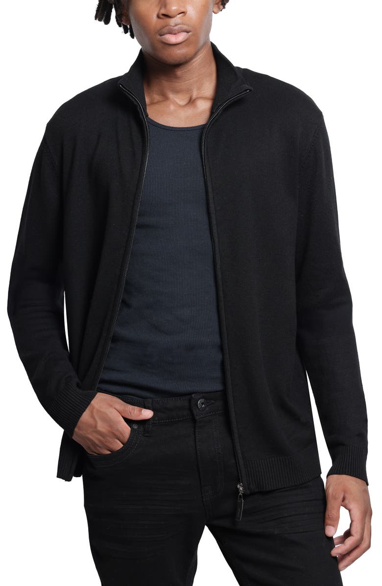 XRAY Mock Neck Full Zip Sweater, Alternate, color, Black
