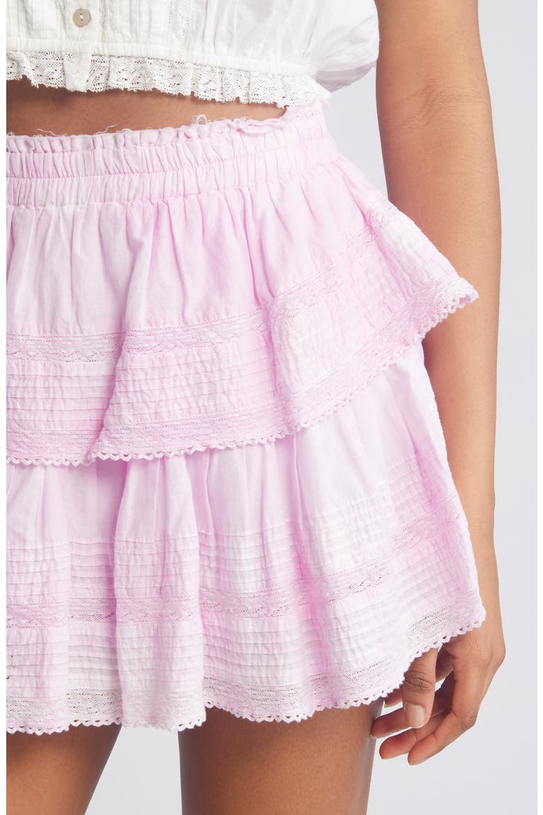 Tiered Ruffle Cotton Miniskirt, Alternate, color, PEONY PINK