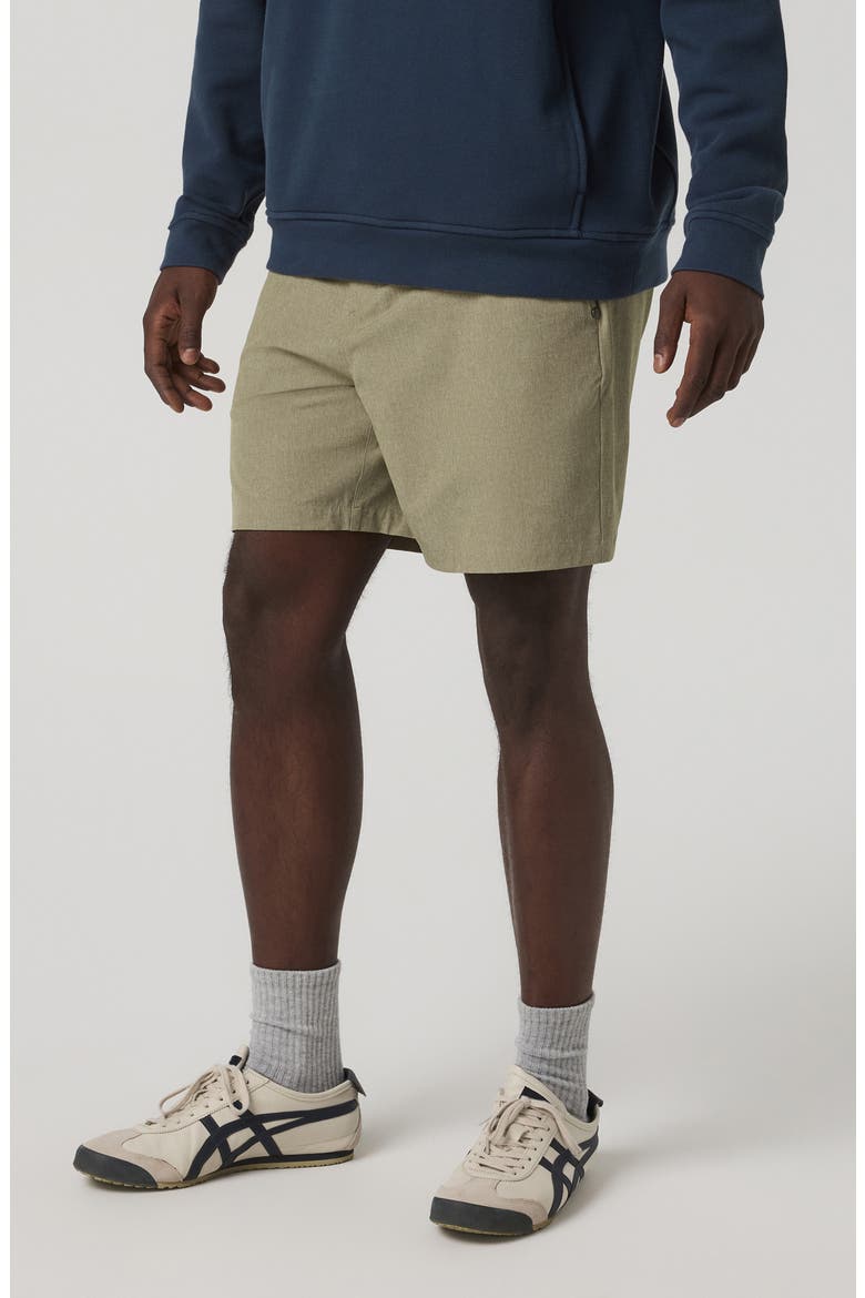Aim Elastic Waist Woven Shorts, Alternate, color, ARTICHOKE LINEN TEXTURE