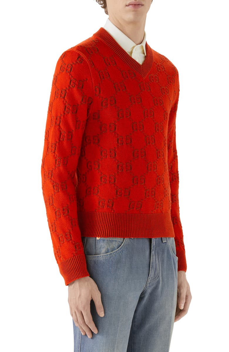 Gucci GG Jacquard Cotton Sweater, Alternate, color, 
