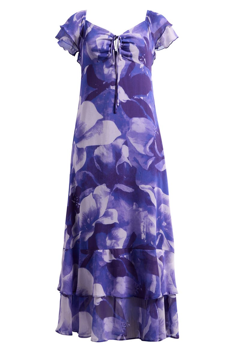 Floral Flutter Sleeve Maxi Sundress, Alternate, color, PURPLE