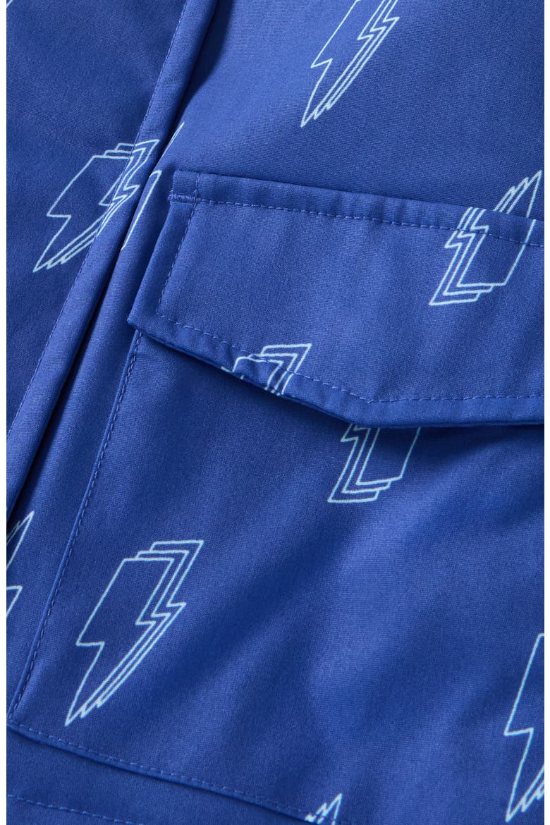 High Pile Fleece Lined Hooded Raincoat, Alternate, color, BLUE BEAUCOUP BOLTS