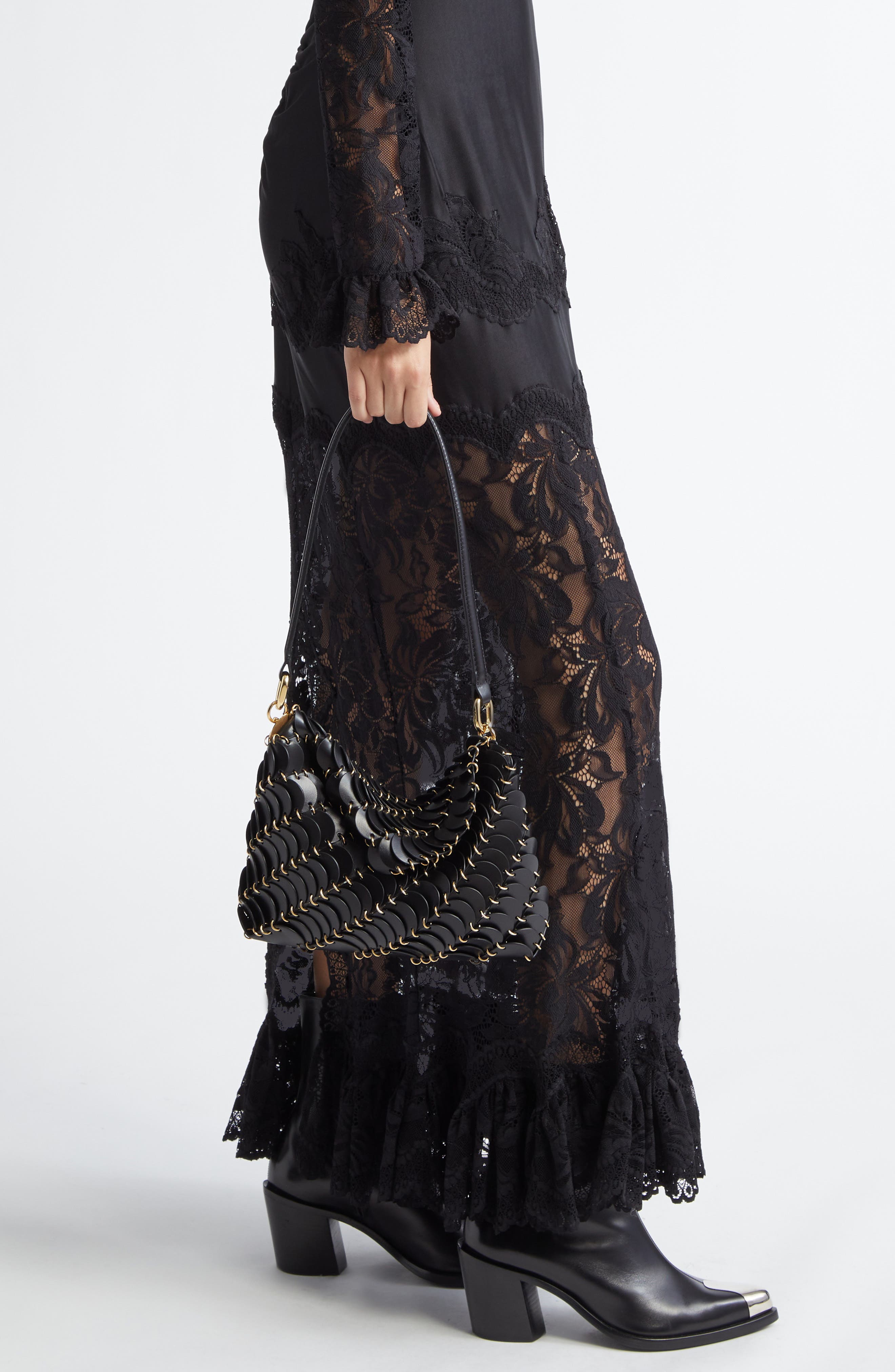 Rabanne Paco Calfskin Shoulder Bag, Alternate, color, 