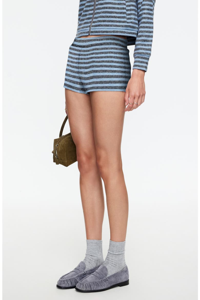 Bloom Stripe Knit Shorts, Alternate, color, GREY BLUE STRIPE