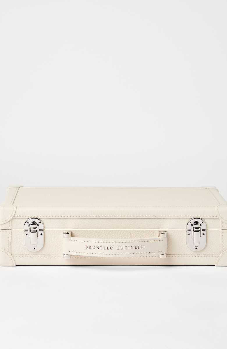 Brunello Cucinelli Calfskin glasses organizer, Alternate, color, Light Grey