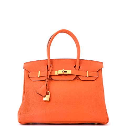 Birkin Handbag Orange Togo with Gold Hardware 30