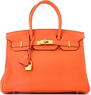 Pre-Owned Hermes Birkin Handbag Orange Togo with Gold Hardware 30