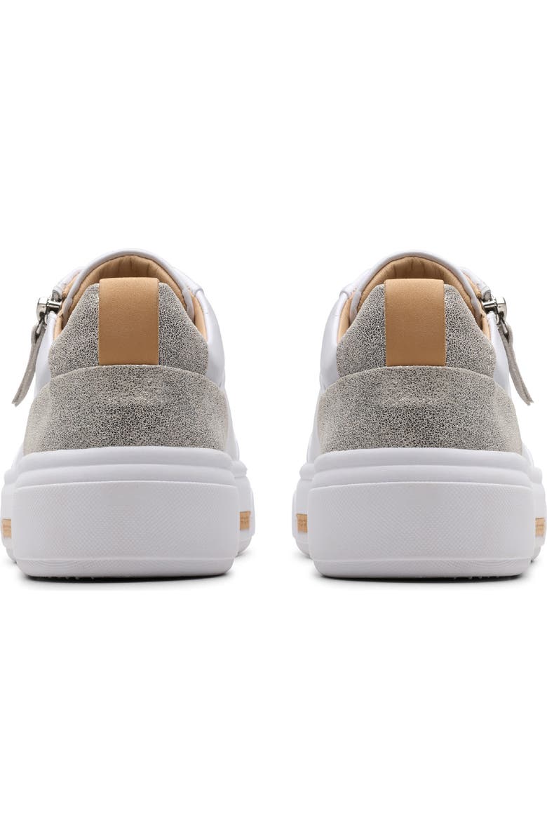 Clarks<sup>®</sup> Hollyhock Zip Platform Sneaker, Alternate, color, White/ Silver
