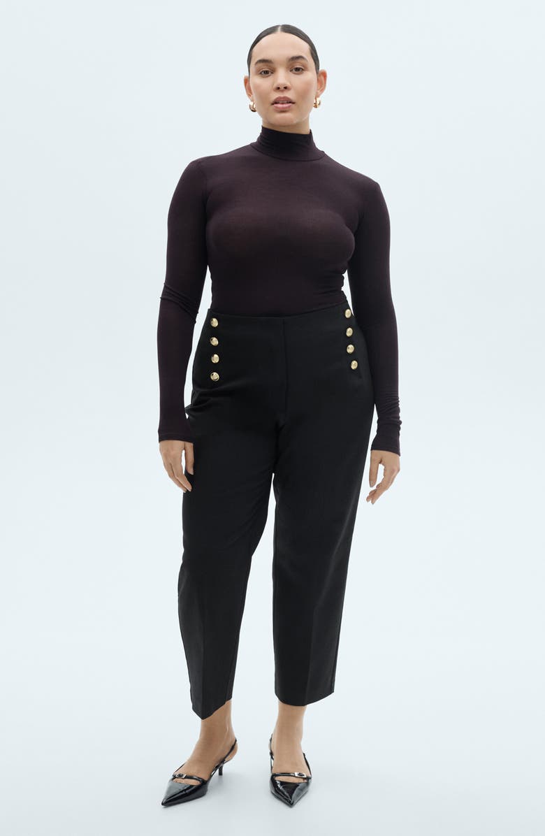 MANGO Button Straight Leg Pants, Alternate, color,