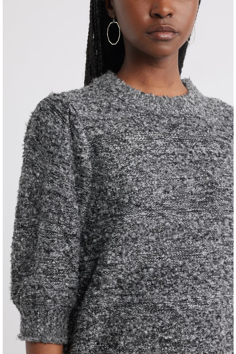 Elbow Sleeve Marled Sweater, Alternate, color, GREY DARK CHARCOAL