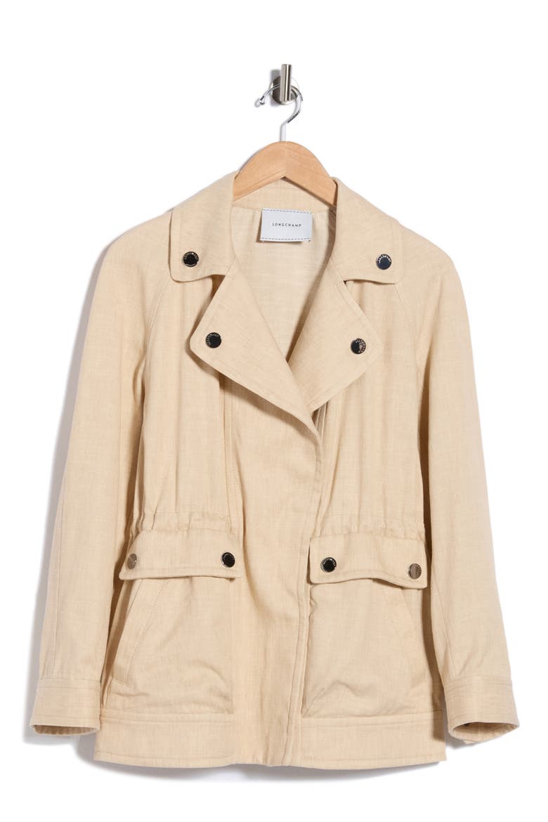 Snap Front Drawstring Jacket, Alternate, color, NATURAL