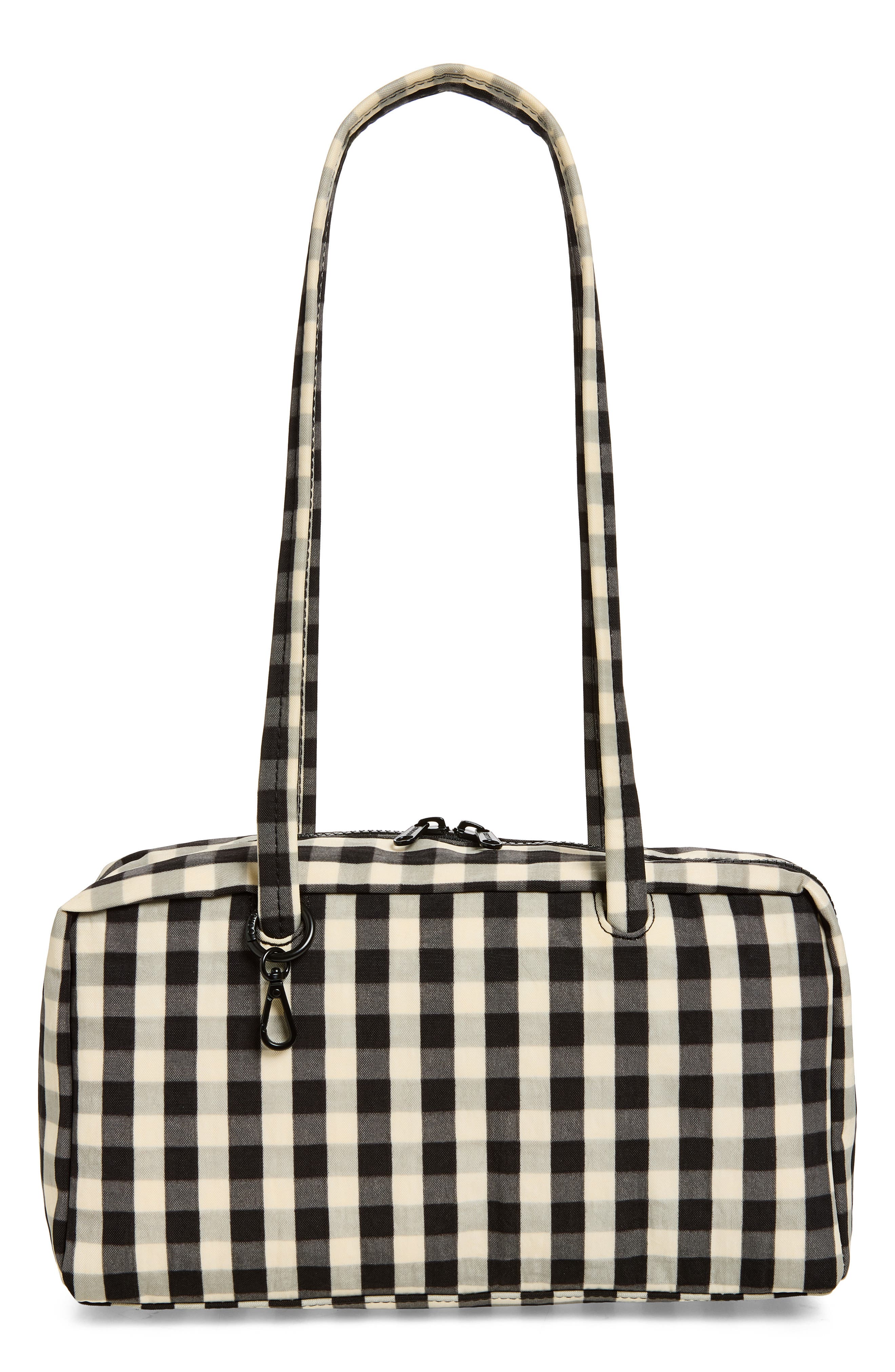 Recycled Nylon Bowler Bag, Main, color, BLACK AND CREAM GINGHAM