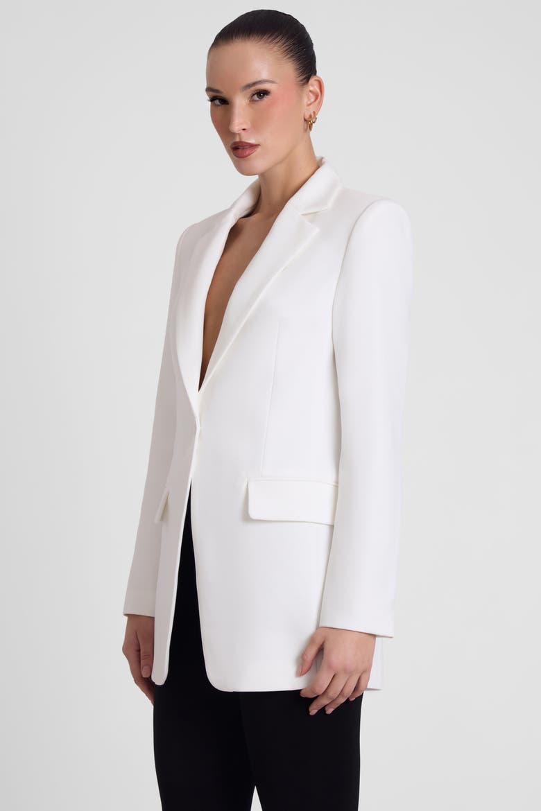 Classic Column Tailored Belted Blazer, Alternate, color, White