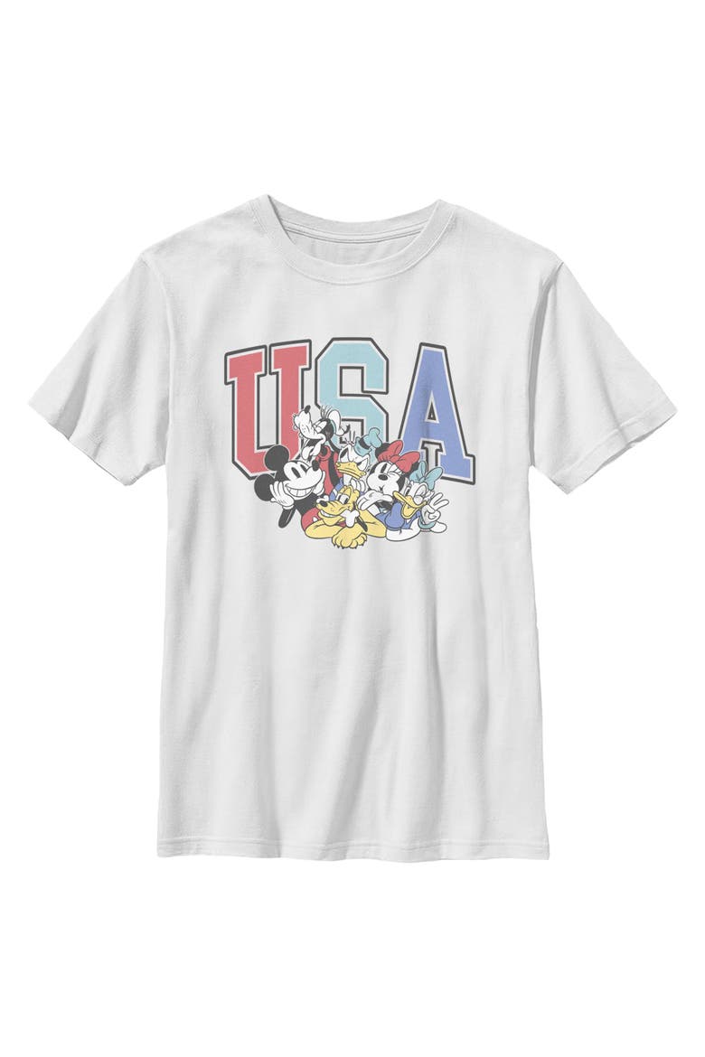 Boy's Mickey & Friends The American Dream Team  Graphic T-Shirt, Main, color, White