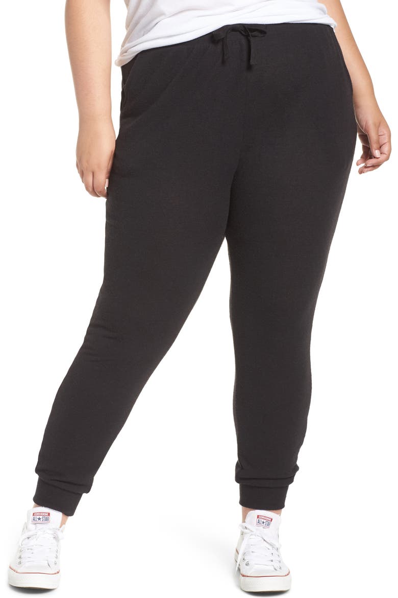 High Rise Drawstring Jogger Pants, Main, color, BLACK ROCK