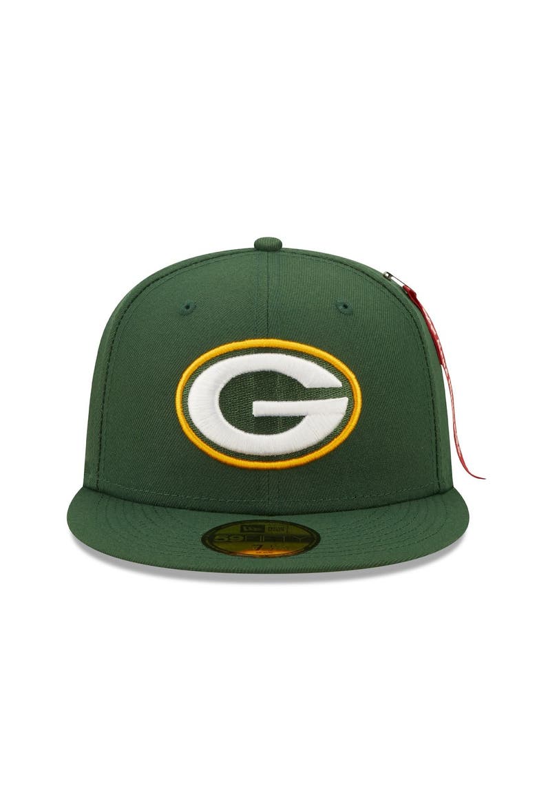Men's New Era x Alpha Industries Green Green Bay Packers Alpha 59FIFTY Fitted Hat, Alternate, color, Green