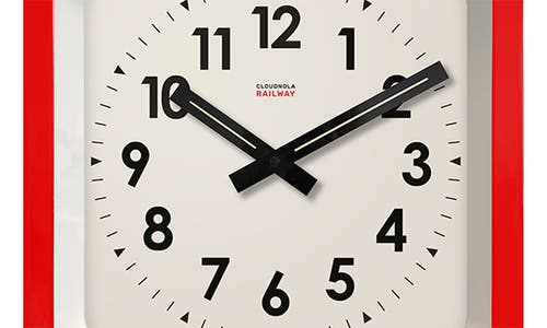 Cloudnola Big Railway Indoor/outdoor Square Clock In Red