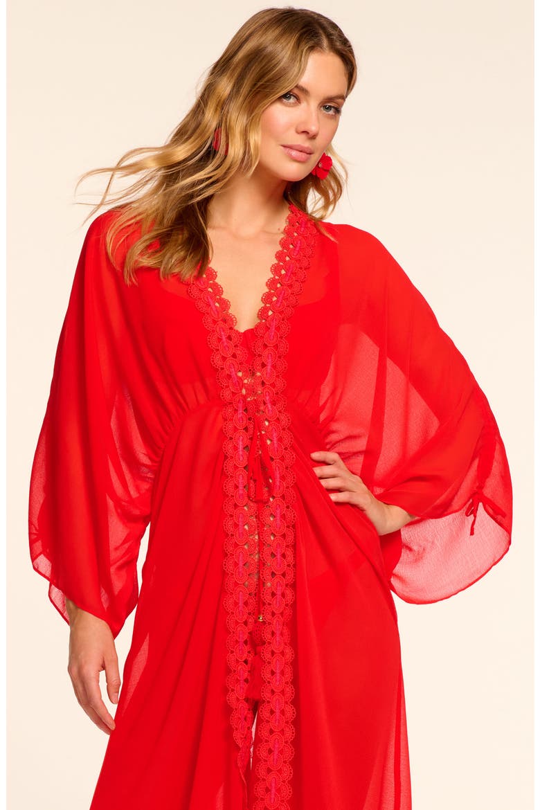 Raelynn Lace Trim Cover-Up, Alternate, color, FLAME