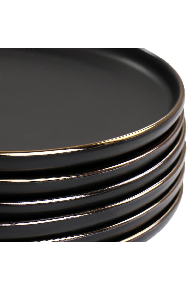 Paul 6 Piece Stoneware Salad Plate Set, Alternate, color, Black