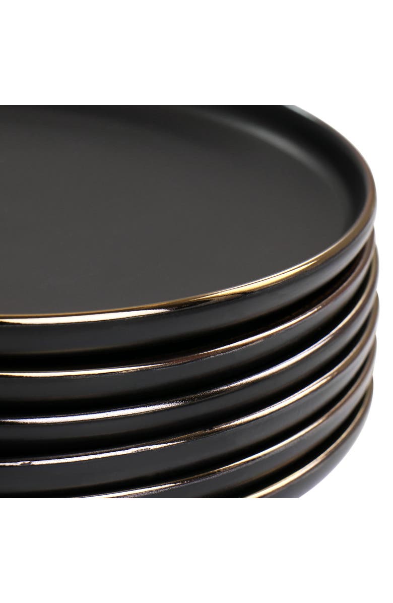 Elama Paul 6 Piece Stoneware Salad Plate Set, Alternate, color, Black